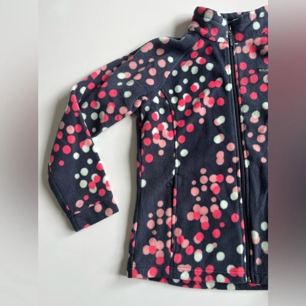 Columbia Kids' Polka Dot Fleece Jacket - Blue and Pink
